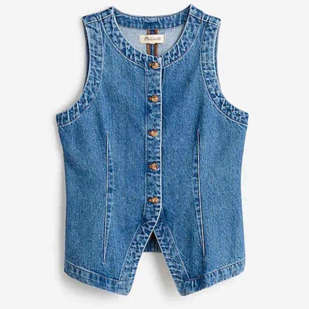 Denim Crewneck Vest in Java Wash